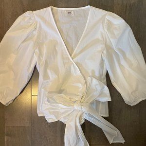 Aritzia Little Moon Wrap Blouse White - Small